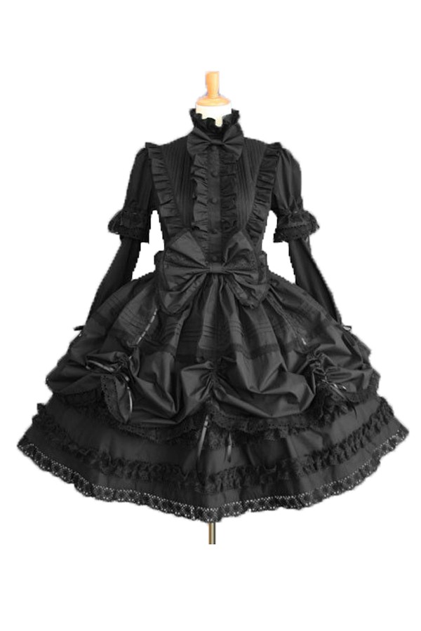 Adult Costume Gorgeous Gothic Stand Collar Lolita Dress - Click Image to Close